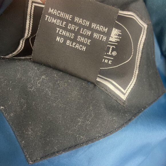 Vintage 90s Down Puffer Vest Mens Large L Black Blue Zip Warm Insulated Winter - Picture 8 of 16